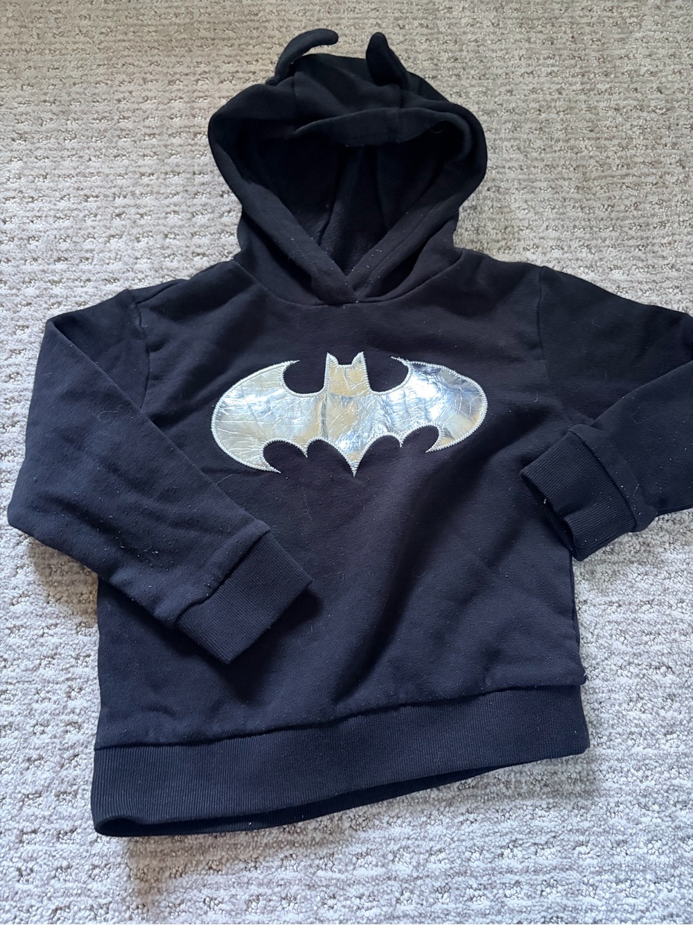 Batman Black Hoodie with Silver Bat Logo
